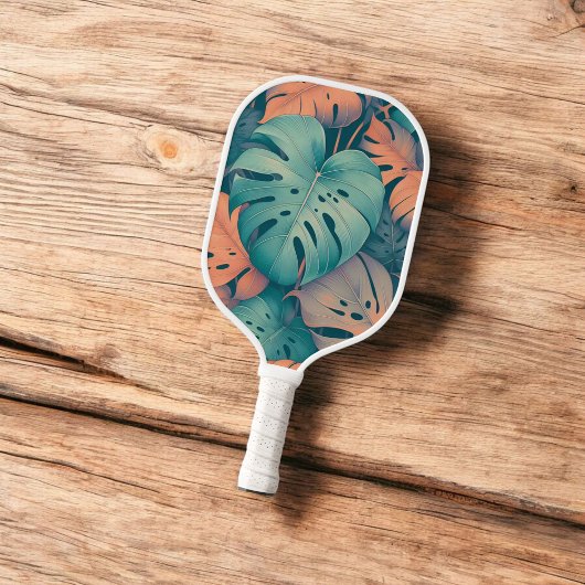 Raquette De Pickleball Monstera Tropical Aquarelle Verdure Palm Feuilles