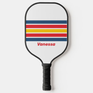 Raquette De Pickleball Montagne Rétro à Travers des Rayures avec Nom