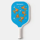 Raquette De Pickleball Morceau de poisson rouge orange mignon sur dessin (Verso)