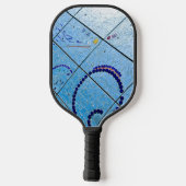 Raquette De Pickleball Mosaïque de miroir bleu Abstrait (Verso)
