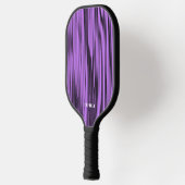 Raquette De Pickleball Motif à bande noire et violette Monogramme moderne (Gauche)