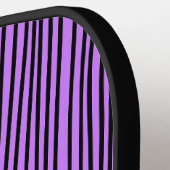 Raquette De Pickleball Motif à bande noire et violette Monogramme moderne (Détail gauche)