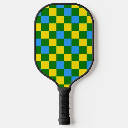 Raquette De Pickleball Motif à carreaux bleu jaune vert (Recto)
