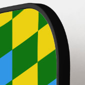 Raquette De Pickleball Motif à carreaux bleu jaune vert (Détail gauche)