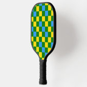 Raquette De Pickleball Motif à carreaux bleu jaune vert (Gauche)