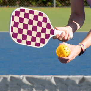Raquette De Pickleball Motif à carreaux marron et beige