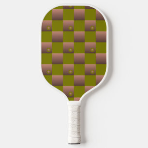 Raquette De Pickleball Motif à carreaux marron et vert olive