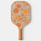 Raquette De Pickleball Motif à fleurs Orange Retro (Verso)