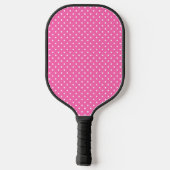 Raquette De Pickleball Motif à points de polka rose chaud et blanc (Verso)