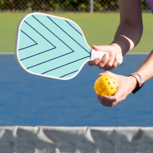 Raquette De Pickleball Motif à rayures de chevron bleu