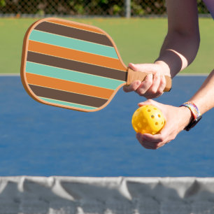 Raquette De Pickleball Motif à rayures vert, noir et orange