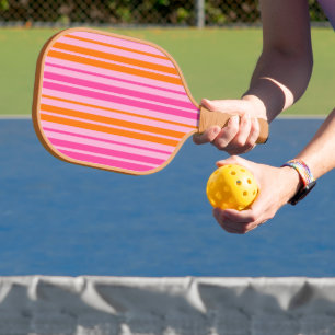 Raquette De Pickleball Motif à rayures verticales rose et orange