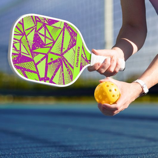 Raquette De Pickleball Motif abstrait cool Monogrammé Nom Sports Pro