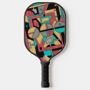 Raquette De Pickleball Motif abstrait géométrique cyberpunk moderne