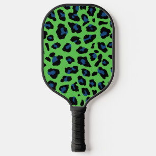 Raquette De Pickleball Motif animal Empreinte de léopard vert et bleu