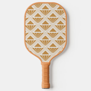 Raquette De Pickleball Motif Art déco en or et blanc avec rhombus