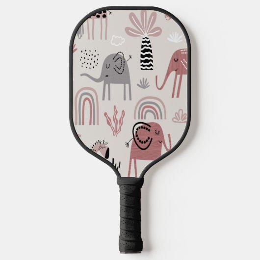 Raquette De Pickleball motif avec de mignons éléphants et girafes géant (Recto)