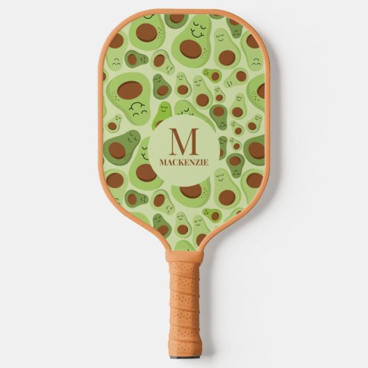 Raquette De Pickleball Motif Avocado avec monogramme (Recto)