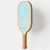 Raquette De Pickleball Motif bleu et Brown Net Monogramme moderne (Gauche)