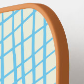 Raquette De Pickleball Motif bleu et Brown Net Monogramme moderne (Détail gauche)