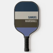 Raquette De Pickleball Motif Bleu et Brown rayures (Recto)