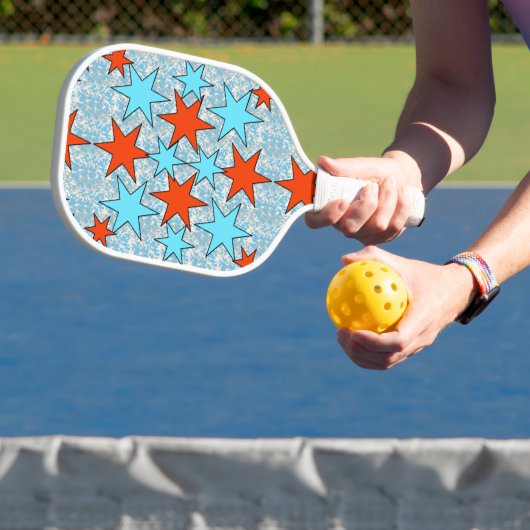 Raquette De Pickleball Motif Blue et Red Star (Insitu)