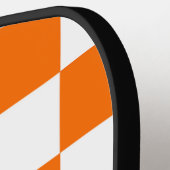 Raquette De Pickleball Motif chèque À damiers blanc orange (Détail gauche)