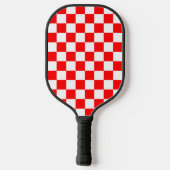 Raquette De Pickleball Motif chèque À damiers blanc rouge (Verso)