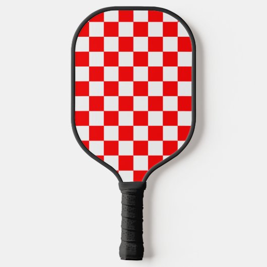 Raquette De Pickleball Motif chèque À damiers blanc rouge (Verso)