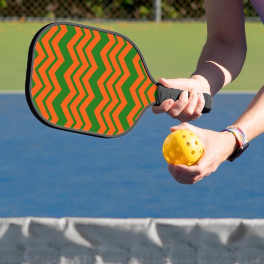 Raquette De Pickleball Motif chevron zigzag vert orange (Insitu)