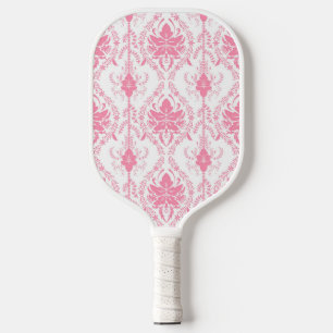 Raquette De Pickleball motif damassé rose blanc