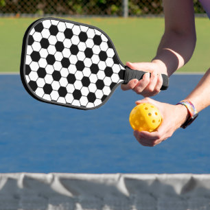 Raquette De Pickleball Motif de balle de football noir et blanc
