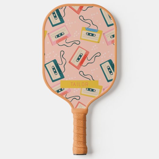 Raquette De Pickleball Motif de bande de cassette rétro rose (Recto)