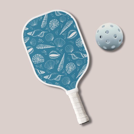 Raquette De Pickleball Motif de coquillage bleu