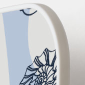 Raquette De Pickleball Motif de coquillages bleu et blanc Monogramme mode (Détail gauche)