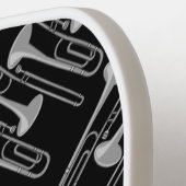 Raquette De Pickleball Motif de crosshatch gris Trombone (Détail gauche)