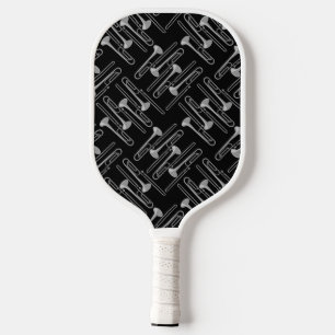 Raquette De Pickleball Motif de crosshatch gris Trombone