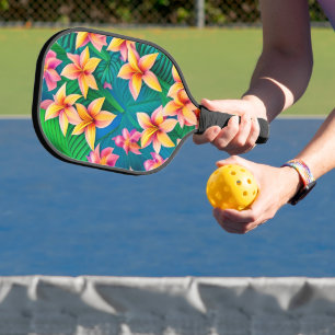 Raquette De Pickleball Motif de fleurs tropicales hawaïennes