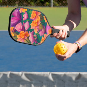 Raquette De Pickleball Motif de fleurs tropicales hawaïennes