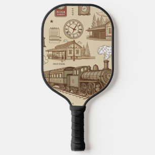 Raquette De Pickleball Motif de gare vintage (1)