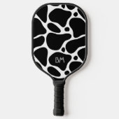 Raquette De Pickleball Motif de girafe abstraite noir et blanc (Verso)