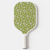 Raquette De Pickleball Motif de marguerite à fleurs vert et blanc (Verso)