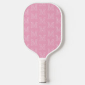 Raquette De Pickleball Motif de monogramme initial rose et blanc moderne (Recto)