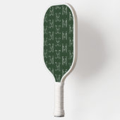 Raquette De Pickleball Motif de monogramme initial simple vert foncé mode (Gauche)