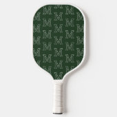 Raquette De Pickleball Motif de monogramme initial simple vert foncé mode (Verso)
