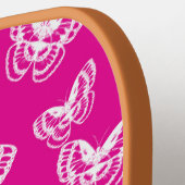 Raquette De Pickleball Motif de papillons rose et blanc (Détail gauche)