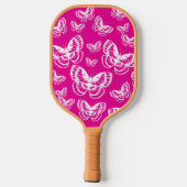 Raquette De Pickleball Motif de papillons rose et blanc (Verso)