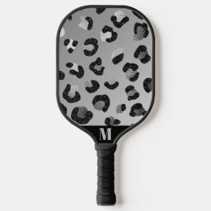 Raquette De Pickleball Motif de peau animale de léopard gris et noir