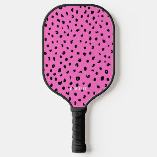 Raquette De Pickleball Motif de peau animale de léopard rose et noir