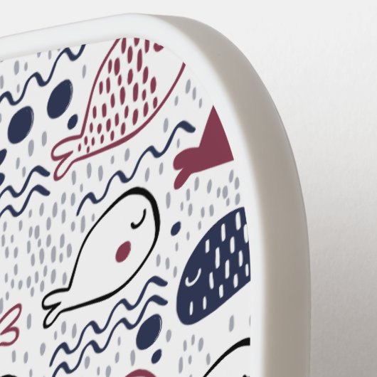 Raquette De Pickleball Motif de poisson monogramme personnalisé (Détail gauche)